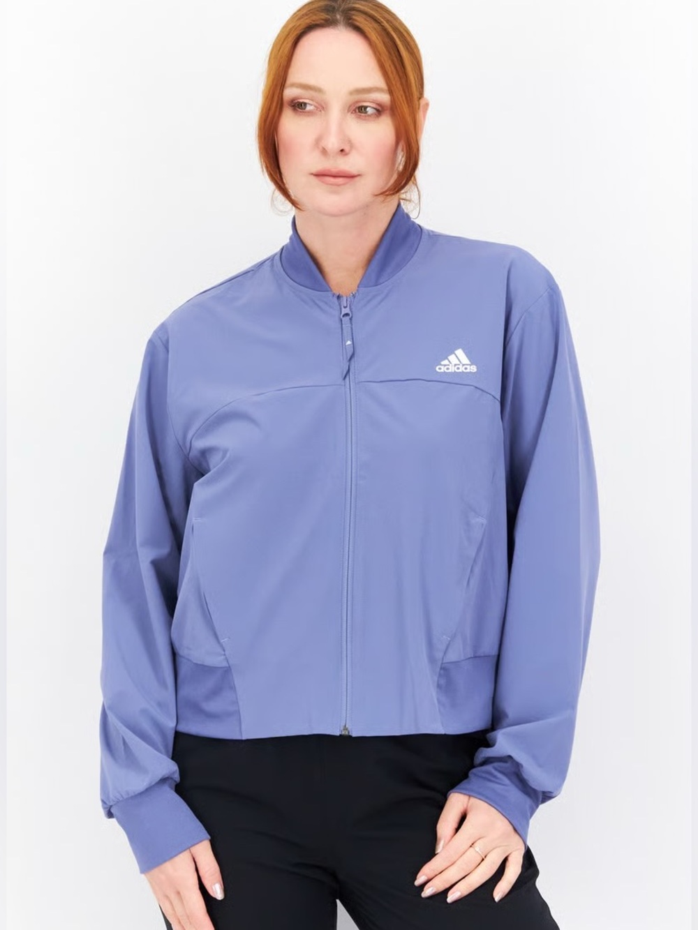 adidas Women's Periwinkle Zip-Front Bomber Jacket